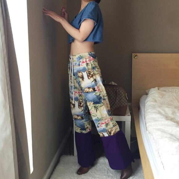 Reworked Vintage Tropical Ocean View Printed Pants-CA5 - Picture 6 of 12
